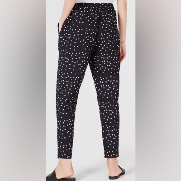 Eileen Fisher Black white dots Organic Cotton elastic waist pants size L preown - Picture 3 of 8
